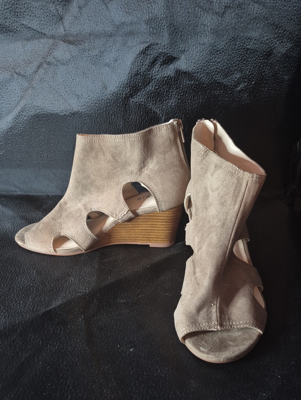 Torrid Taupe Peep Toe Cut Out Wedge - New
